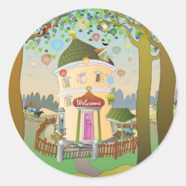 Balloon House Sticker Runt Klistermärke
