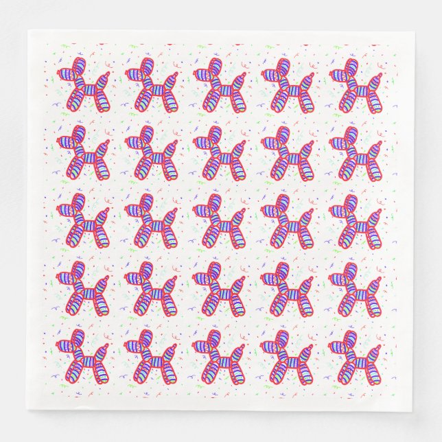Balloon Hundar Party Napkins Pappersservett (Framsida)
