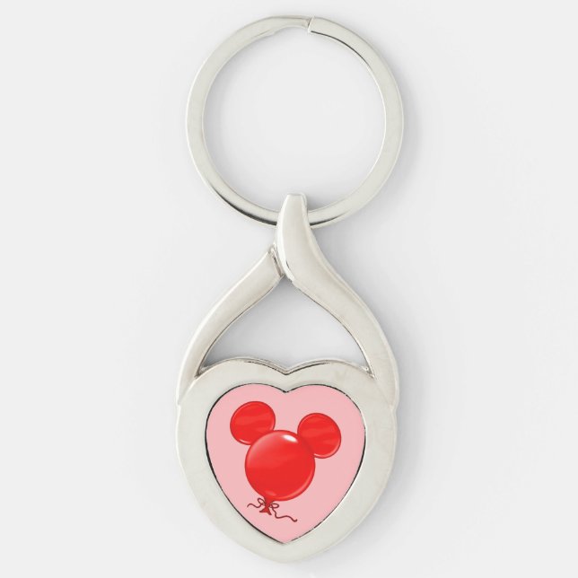 Balloon Keychain Twisted Heart Silverfärgad Nyckelring (Framsidan)