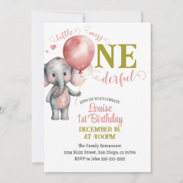 Balloon Little Miss Oenderful Girl 1st Birthday Inbjudningar