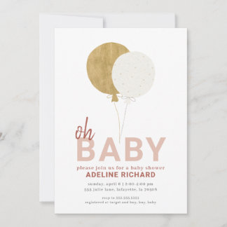 Balloon Oh Baby Shower-inbjudan Inbjudningar