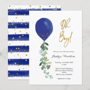 Balloon Oh Boy Baby Shower-inbjudan Inbjudningar