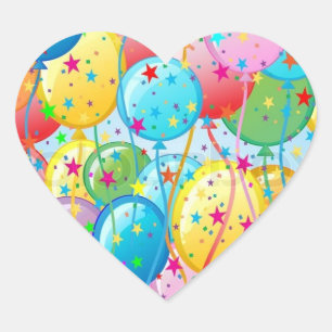 Balloon Party Stickers Hjärtformat Klistermärke