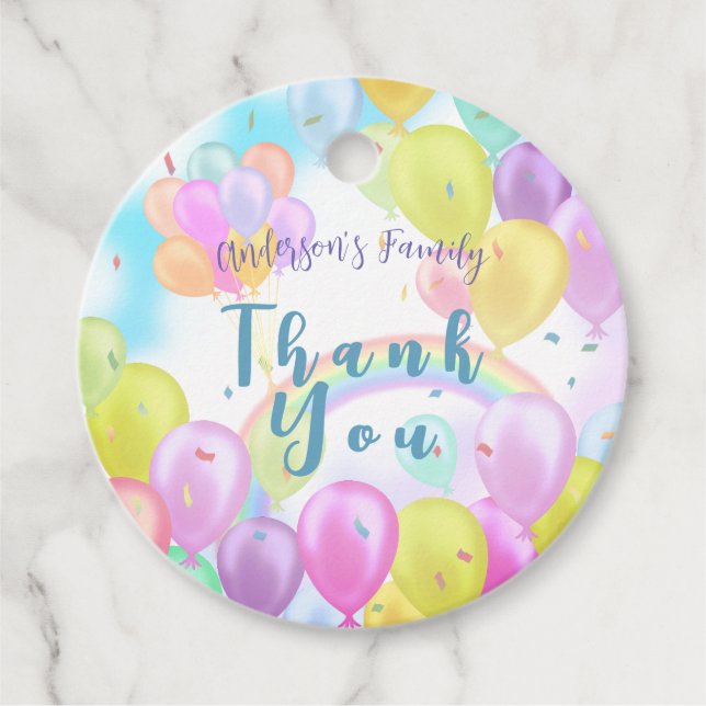 Balloon Pastel Birthday Gåvor Etiketter (Framsida)
