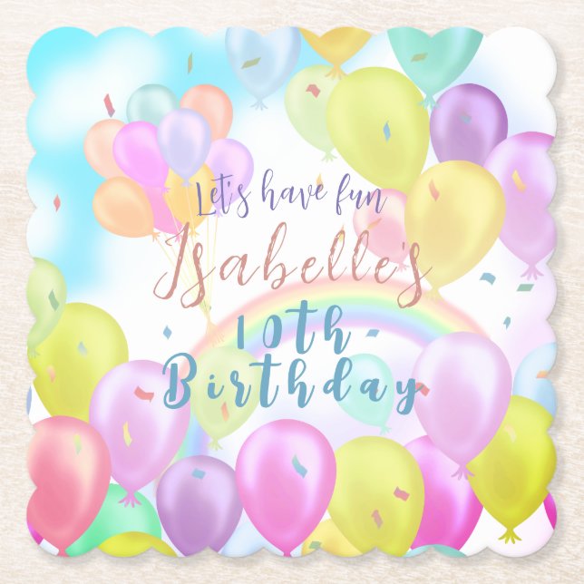 Balloon Pastel Birthday Underlägg Papper (Framsida)