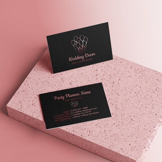 Balloon Ro Guld Aesthetic Visitkort (Balloon Rose Gold Aesthetic Business Card)