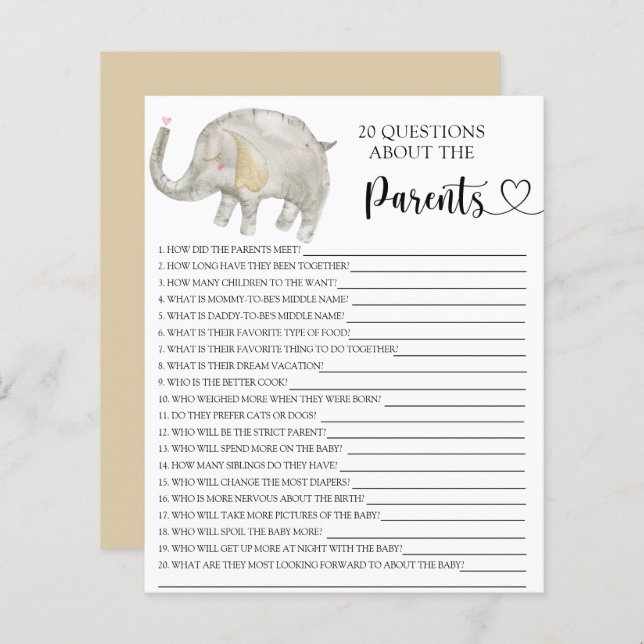 Balloon Silver Elephant-spel om föräldrarna (Fram/baksida)