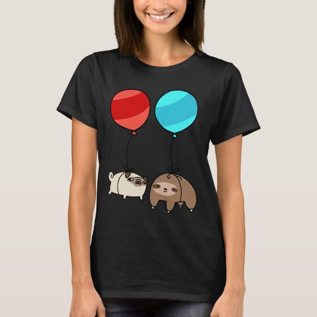 Balloon Sloth och Pug Essential T-Shirt 328 (Framsida)