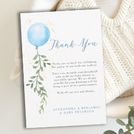 Balloon Soft Greenery Dusty Blue Boy Baby Shower Tack Kort