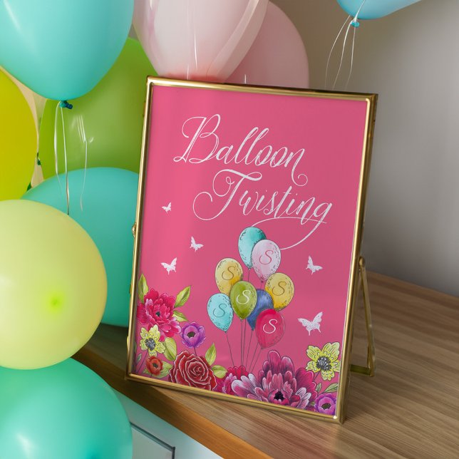 Balloon Twisting Alice in Wonderland Blommigts Poster (Balloon Twisting Alice In Wonderland Florals Poster)