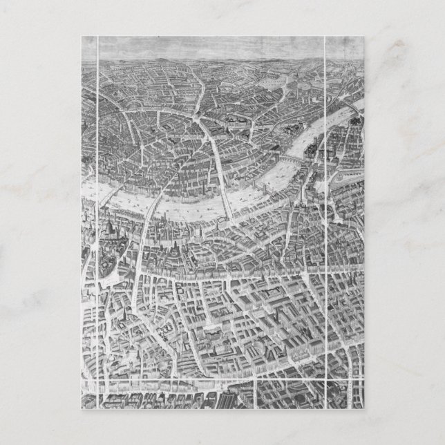 Balloon View of London, 1851 Vykort (Framsida)