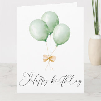 Balloons and Bow Happy Birthday Greeting Card Kort