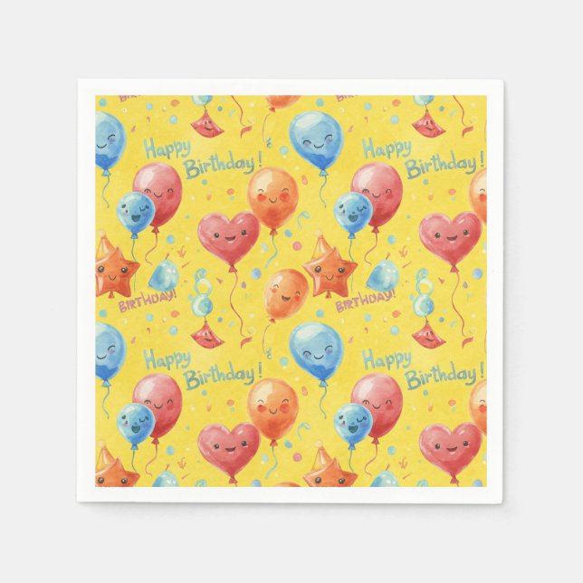 Balloons Grattis på födelsedagen, av Natasha Us Pappersservett (Framsidan)