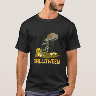 Balloween Skeleton Basketball Player Fan Skeleton T Shirt