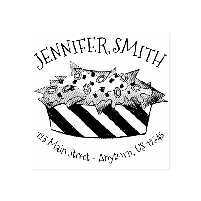 Ballpark Cheese Nacho Chip Snack Foodie Adress Stämpel (Tryck)