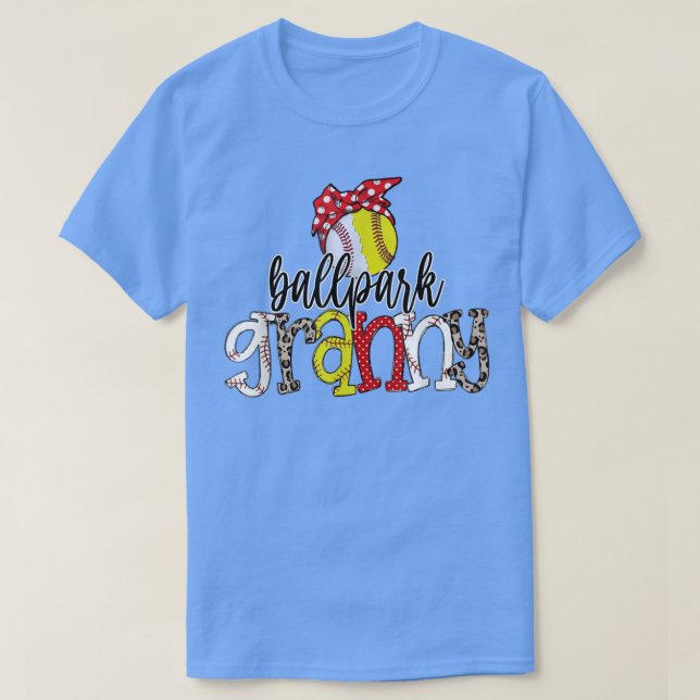 Ballpark Granny Leopard Baseball Softball Granny M T Shirt (Design framsida)