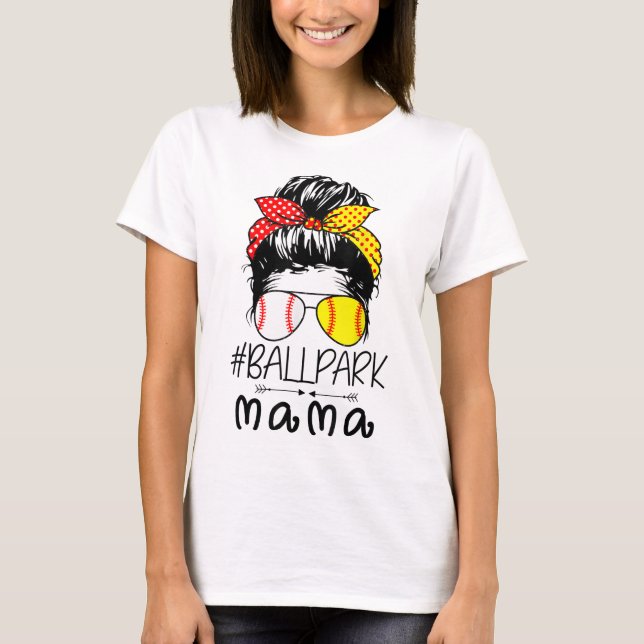 BallPark Mamma Baseball Softball Mors dag Mamma M T Shirt (Framsida)
