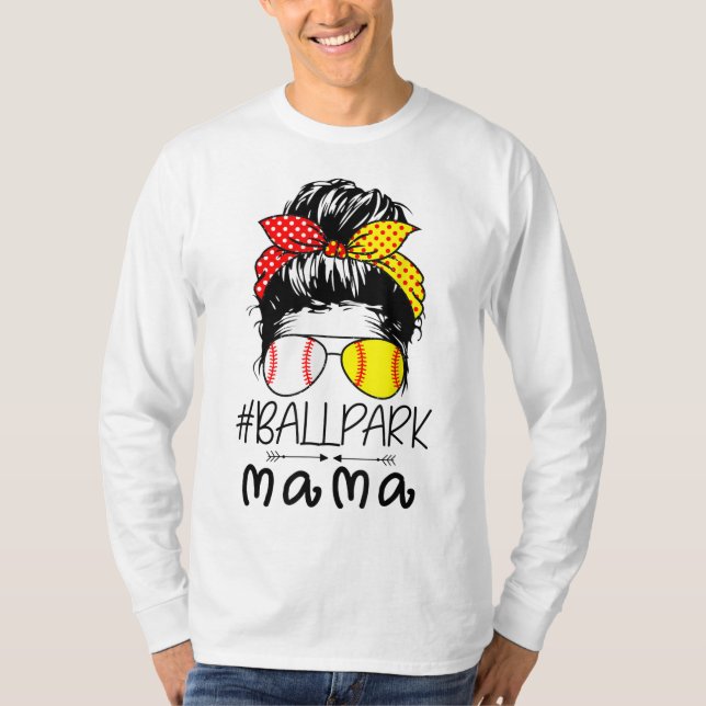 BallPark Mamma Baseball Softball Mors dag Mamma M T Shirt (Framsida)