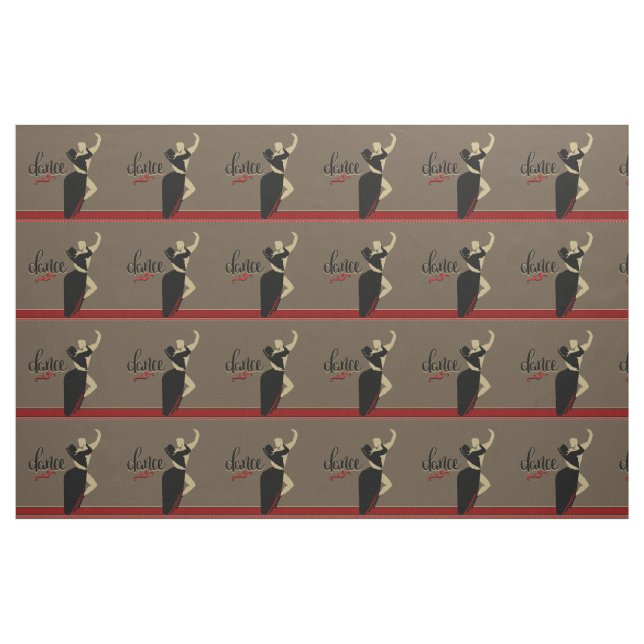 Ballroom Dance Couple Tan Black 9 tum Tyg (Yard)