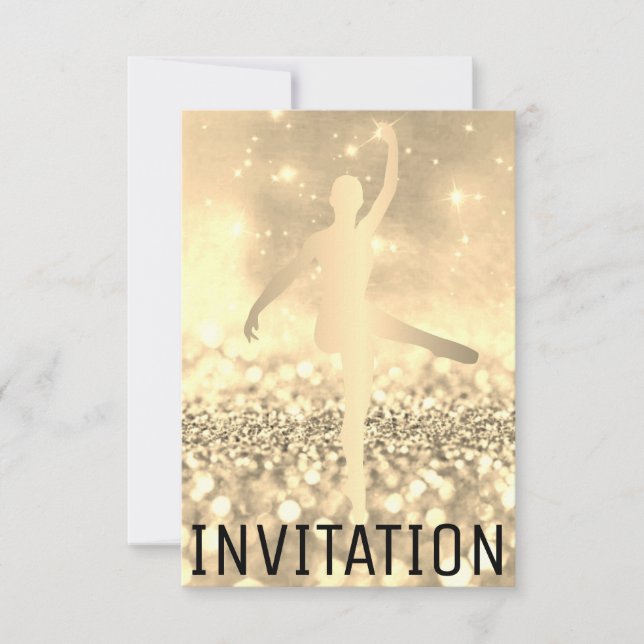 Ballroom Dancer Piruette Foxier Titanium Ivory Inbjudningar (Framsida)