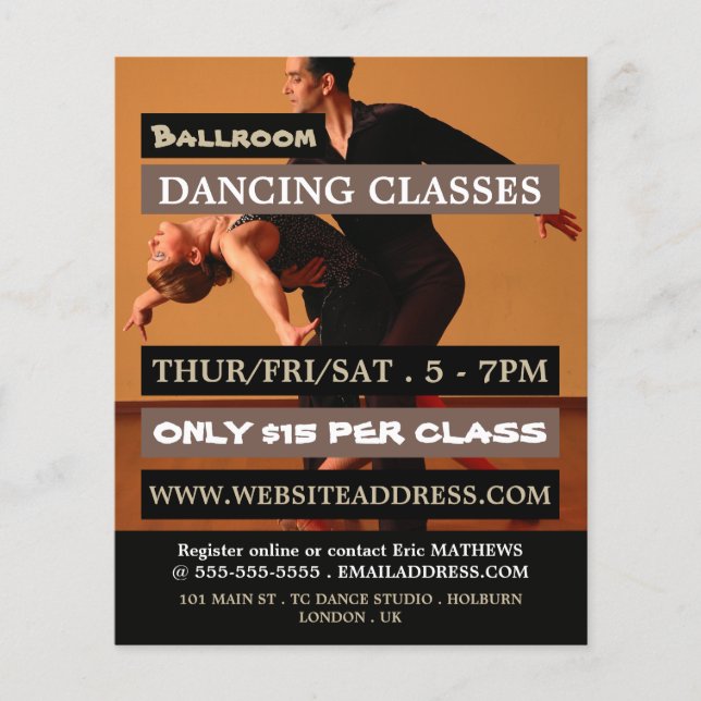 Ballroom Dancers, Dance Lesson Advertising Flyer (Framsidan)
