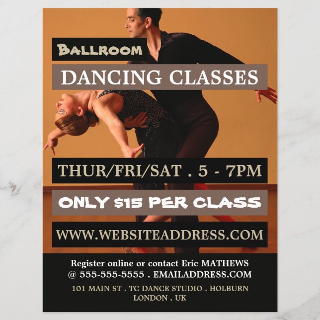 Ballroom Dancers, Dance Lesson Advertising Flyer (Framsidan)