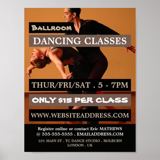 Ballroom Dancers, Dance Lesson Advertising Poster (Framsidan)
