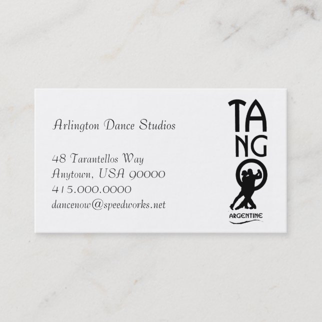 Ballroom Dancers Doing Tango Dance Instructor Visitkort (Framsida)