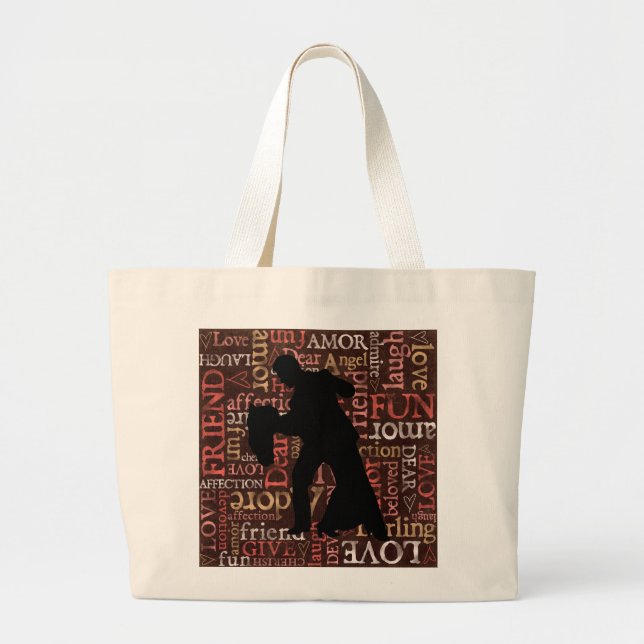 Ballroom Dancing Couple Silhouette, Jumbo Bag Jumbo Tygkasse (Framsidan)