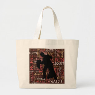 Ballroom Dancing Couple Silhouette, Jumbo Bag Tygkasse