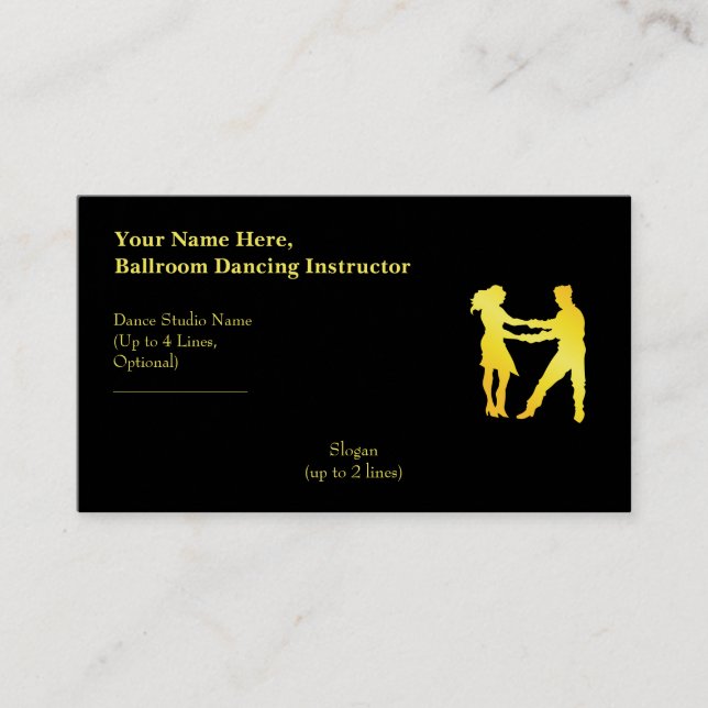 Ballroom Dancing Instructor Golden Brass Slogan Visitkort (Framsida)