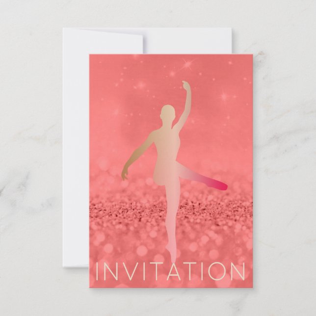 Ballroom Modern Dancer Piruette Rosa  Foxier Inbjudningar (Framsida)