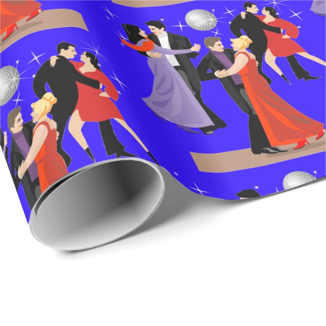 Ballrumsdansare med kvällsbakgrund presentpapper (Rullad Hörn)