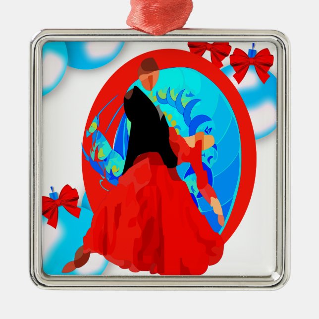 Ballrumsdansare med prydnadsföremål och med julkla julgransprydnad metall (Framsidan)