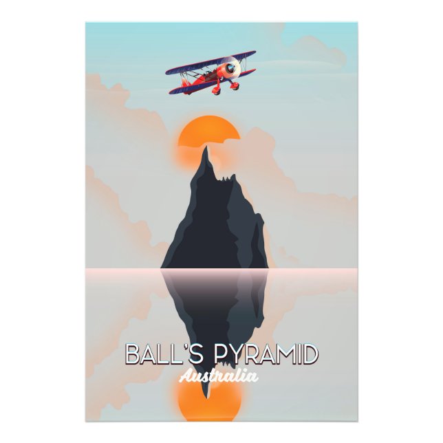 Balls Pyramid Australien vintage flygplansaffisch Fototryck (Framsidan)