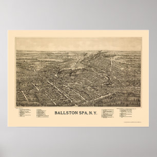 Ballston Spa, NY Panoramic Karta - 1890 Poster