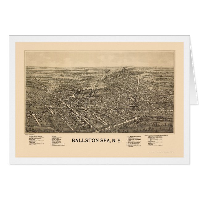 Ballston Spa, panorama- karta för NY - 1890 Hälsningskort (Framsidan Horizontal)