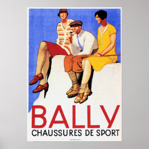 BALLY Chausasses de Sport Old Fransk SHOON Advert Poster