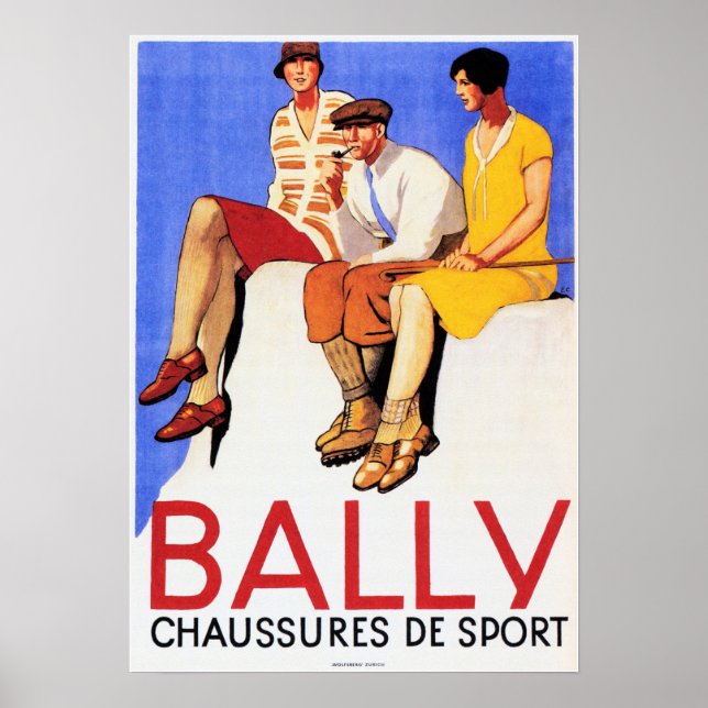 BALLY Chausasses de Sport Old Fransk SHOON Advert Poster (Framsidan)