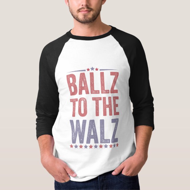 Ballz till valen i Walz Harris Walz 2024 T Shirt (Framsida)