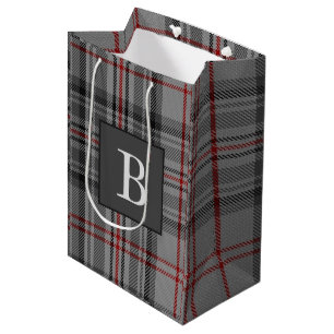 BALMORAL Grått TARTAN Brev Monogram (kan redigera)