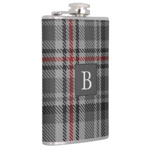 BALMORAL Grått TARTAN Brev Monogram (kan redigera) Fickplunta