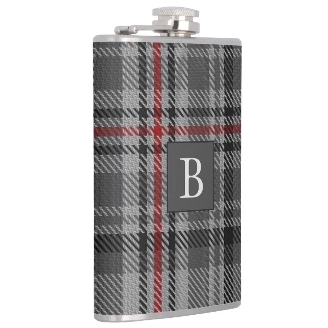 BALMORAL Grått TARTAN Brev Monogram (kan redigera) Fickplunta (Höger)