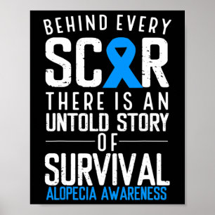 Balness Hair Loss Blue Ribbon Alopecia Areata Awa Poster