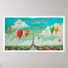 Balooning över Paris, hotair ballonger, vintage Poster