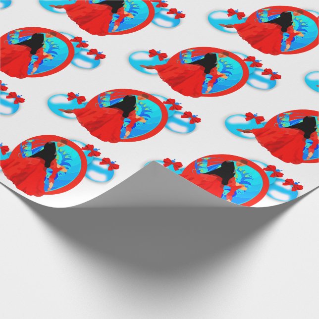 Balsaldansare med prydnadar och pilbågejul presentpapper (Hörn)