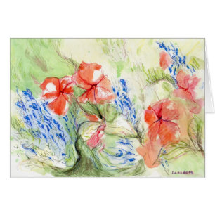 Balsam- och Lobelia-blommor Hälsningskort
