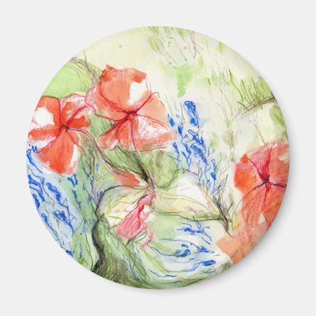 Balsam- och Lobelia-blommor Magnet (Framsidan)