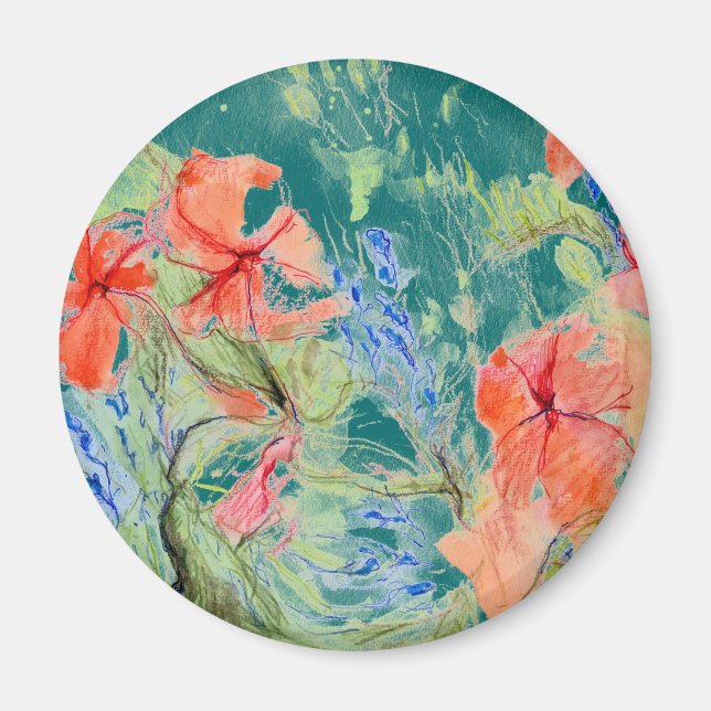 Balsam- och Lobelia-blommor Magnet (Framsidan)