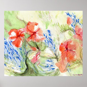 Balsam- och Lobelia-blommor Poster
